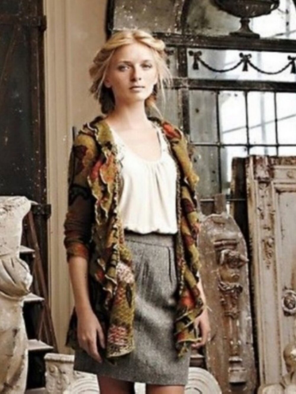 Tabitha Anthropologie Harbingers of the Fall Beaded Silk Wool Dress Sz. 0 #2460